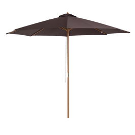Outsunny Umbrela de Gradina cu Stalp din Lemn si Sipci, Parasolar pentru Exterior din Poliester, Φ300x250cm, Cafeniu