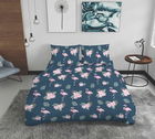 Lenjerie de pat dubla Flamingo, Bedora, 4 piese, 200x220, 100% bumbac, multicolor