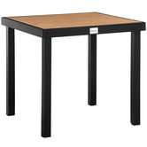 Masa de gradina Outsunny pentru 4 Persoane din Aluminiu, Masa de Exterior din Plastic pentru Terasa si Balcon, Negru si Culoare Lemn
