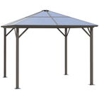 Outsunny Foisor de Gradina 2.94x2.94m cu Acoperis din Policarbonat si Manere, Structura din Aluminiu, Cafeniu