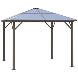 Outsunny Foisor de Gradina 2.94x2.94m cu Acoperis din Policarbonat si Manere, Structura din Aluminiu, Cafeniu