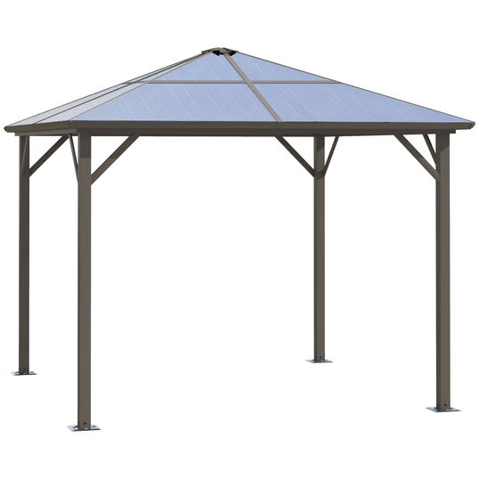 Outsunny Foisor de Gradina 2.94x2.94m cu Acoperis din Policarbonat si Manere, Structura din Aluminiu, Cafeniu