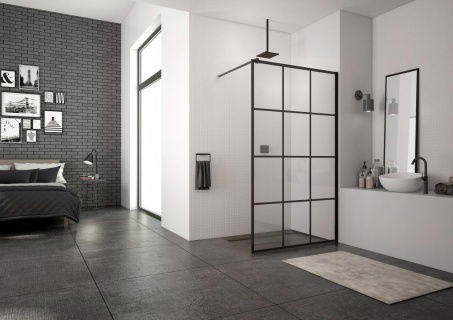 Cabina dus Walk-in SanSwiss Easy Loft 75 Industries 140 x H200 cm profil negru mat