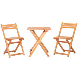 Outsunny Set 3 Piese Masa si Scaune de Gradina Pliabile din Lemn pentru Exterior | Aosom Ro