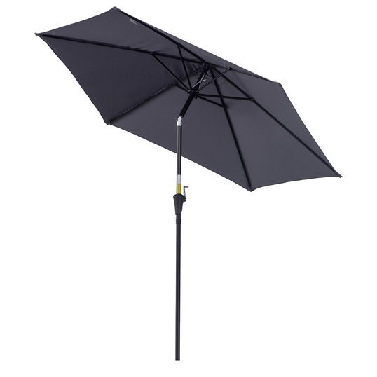 Outsunny Umbrela de Gradina cu Manivela, din Aluminiu si Poliester Gri si Negru, Φ2,7x2,35m | Aosom Ro