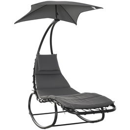 Outsunny Balansoar relax Sezlong pentru Exterior, captusit Gri 