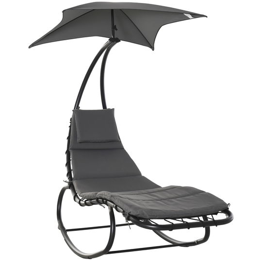 Outsunny Balansoar relax Sezlong pentru Exterior, captusit Gri 