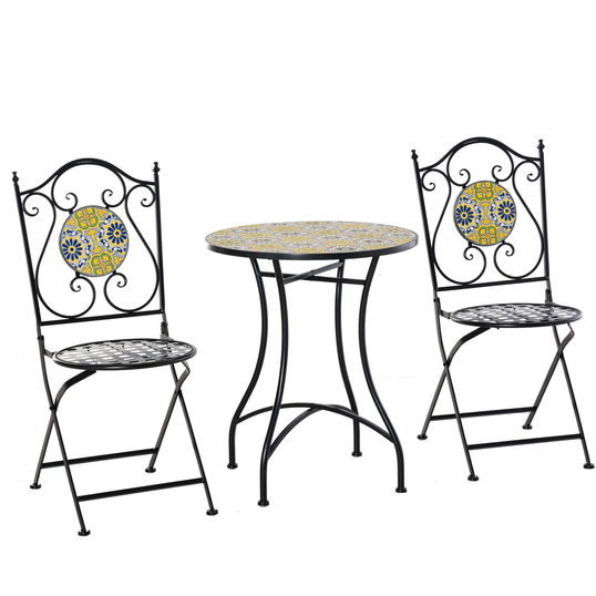 Outsunny Set Masa si Scaune de Gradina din Metal cu Majolica Colorata