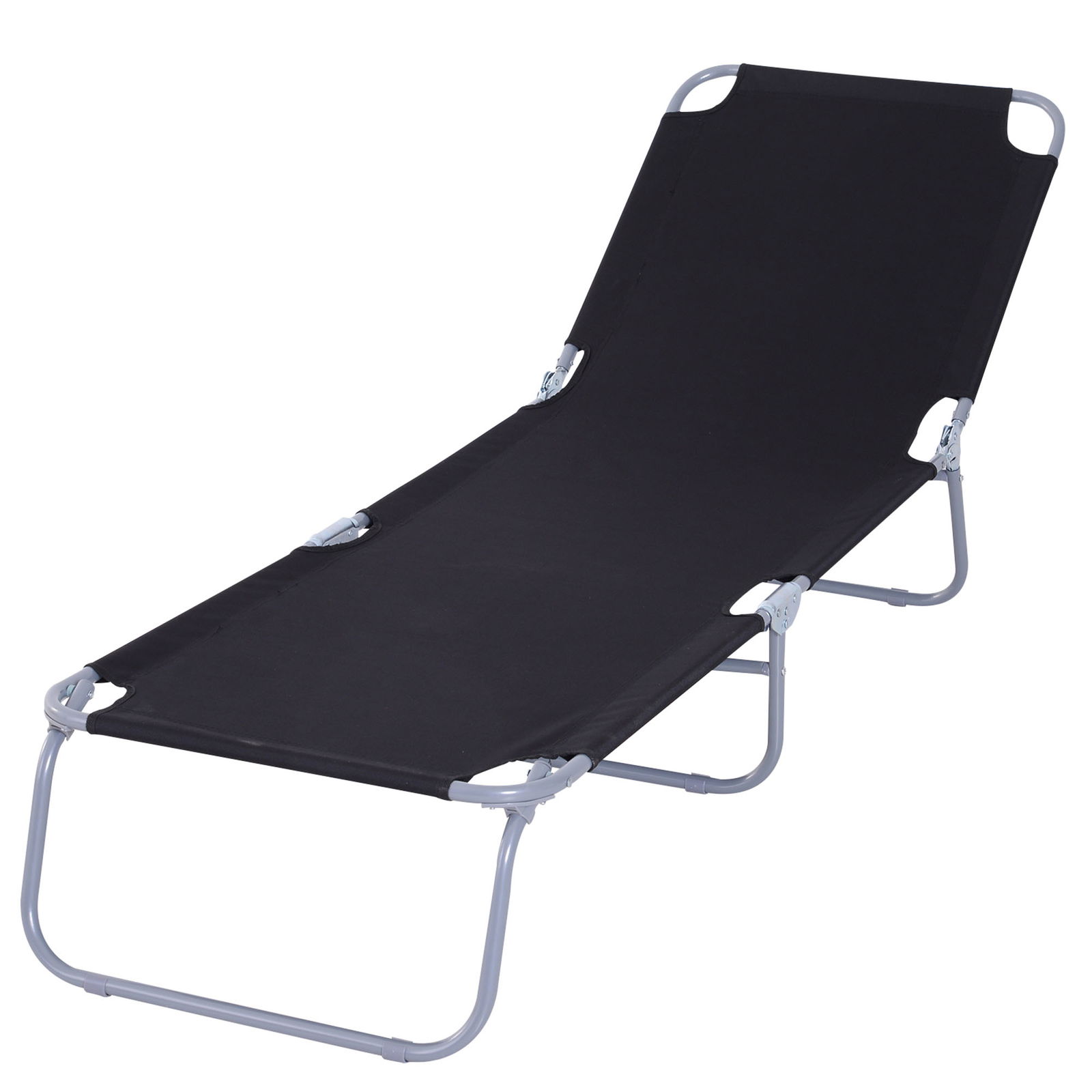 Outsunny Sezlong pentru Gradina Pliabil din Metal si Tesut Oxford, Negru | Aosom Ro