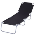 Outsunny Sezlong pentru Gradina Pliabil din Metal si Tesut Oxford, Negru | Aosom Ro