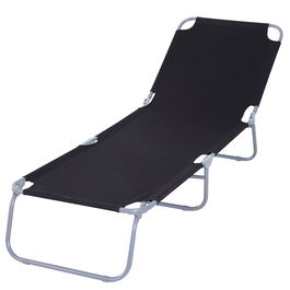Outsunny Sezlong pentru Gradina Pliabil din Metal si Tesut Oxford, Negru | Aosom Ro