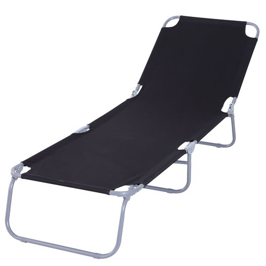 Outsunny Sezlong pentru Gradina Pliabil din Metal si Tesut Oxford, Negru | Aosom Ro