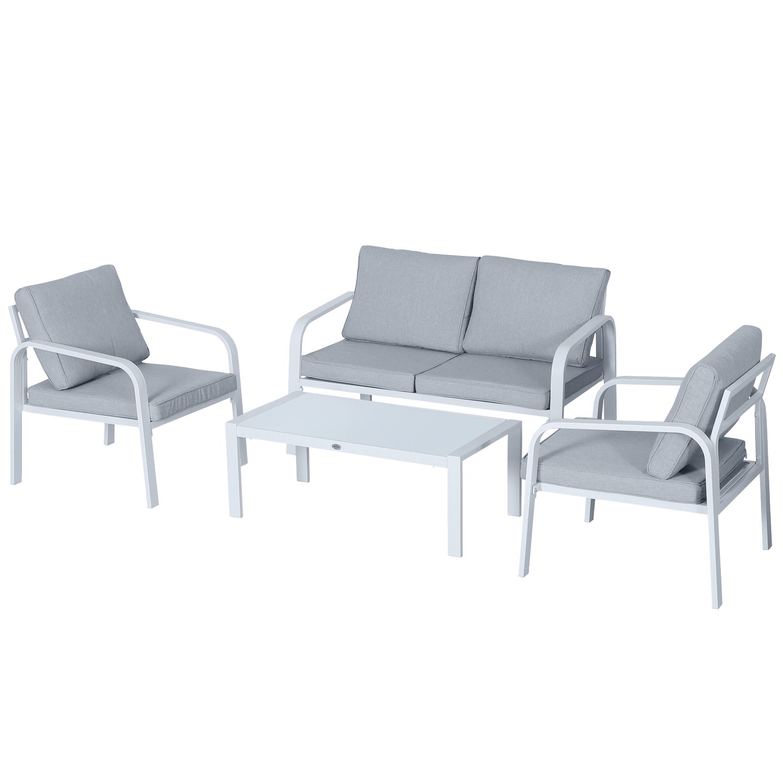 Outsunny Set Mobilier de Gradina 4 Piese din Aluminiu si Poliester, Alb si Gri | Aosom Ro