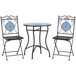 Set de Gradina 3 Piese Outsunny cu Mozaic, din Metal, Albastru | Aosom Ro
