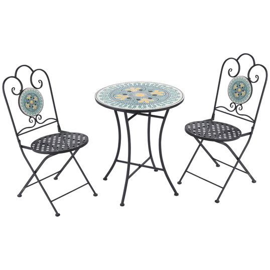 Outsunny Set de Gradina cu Mozaic de 3 Piese, din Metal, Verde | Aosom Ro