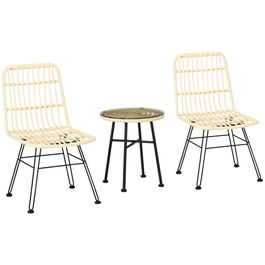 Outsunny Set masuta de cafea si scaune de veranda cu 3 piese, din ratan PE, Bej | Aosom Ro