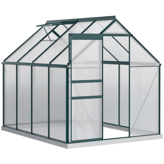 Outsunny Sera pentru plante din aluminiu kit sera de gradina walk-in din policarbonat cu ventilatie, Verde | Aosom RO