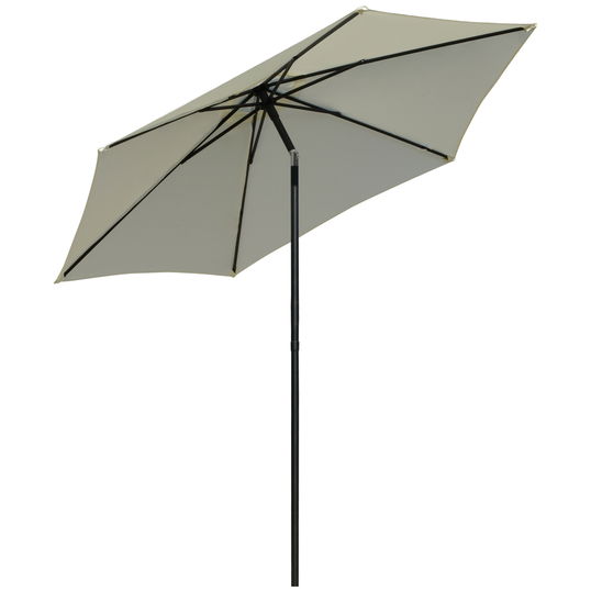 Outsunny Umbrela de gradina sau veranda 2.6M, 6 coaste si stâlp din aluminiu, Alb crem | Aosom Ro