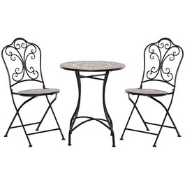 Outsunny Set de gradina in stil bistro cu 3 piese, cu masa de cafea si 2 scaune pliabile | Aosom Ro