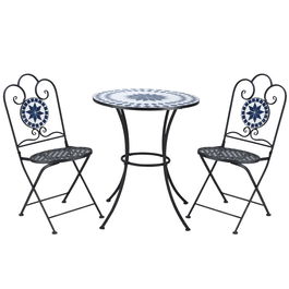 Outsunny Set de Gradina 3 Piese cu 2 Scaune Pliante si 1 Masuta de Gradina, din Metal si Piatra | Aosom Ro