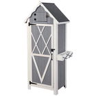 Outsunny Magazie de Gradina cu 3 Polite, sopron pentru unelte, casuta de gradina 84x54x179cm, Gri | Aosom Ro