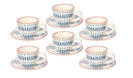 Set 6 cesti de cafea cu farfurii, Metropolis Tirreno, Tognana, 95 ml, ceramica glazurata, multicolor
