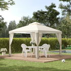 Outsunny Foisor de Gradina cu Paleti si Funii Acoperis Dublu Plasa Tantari Pereti Laterali Bej 295 x 295 x 263 cm