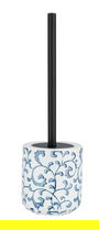 Perie pentru toaleta cu suport Mirabello, Wenko, 39.5 x 11.5 cm, ceramica, alb/albastru