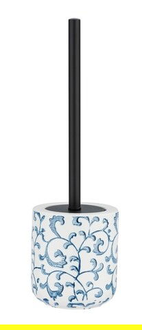 Perie pentru toaleta cu suport Mirabello, Wenko, 39.5 x 11.5 cm, ceramica, alb/albastru