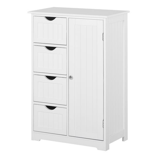 kleankin Mobila de Baie cu Usa Basculanta si Sertare Alb 56 x 30 x83cm