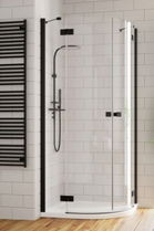 Usa cabina dus semirotunda Radaway Essenza New Black PDD, 90 x H200 cm, stanga
