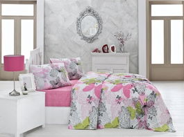 Cuvertura de pat, Victoria, Belinda, 160x230 cm, 100% bumbac, 260 gr/m², multicolor
