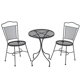 Set bistro Outsunny din 3 piese, set pliabil de terasa in aer liber cu scaune metalice si masa rotunda pentru curte, gradina langa piscina, negru