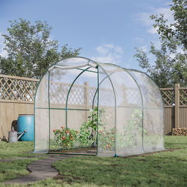 Outsunny sera gradina tip tunel din PVC, sera pentru plante, flori , legume, gradinarit 250x200x200 cm | Aosom Ro