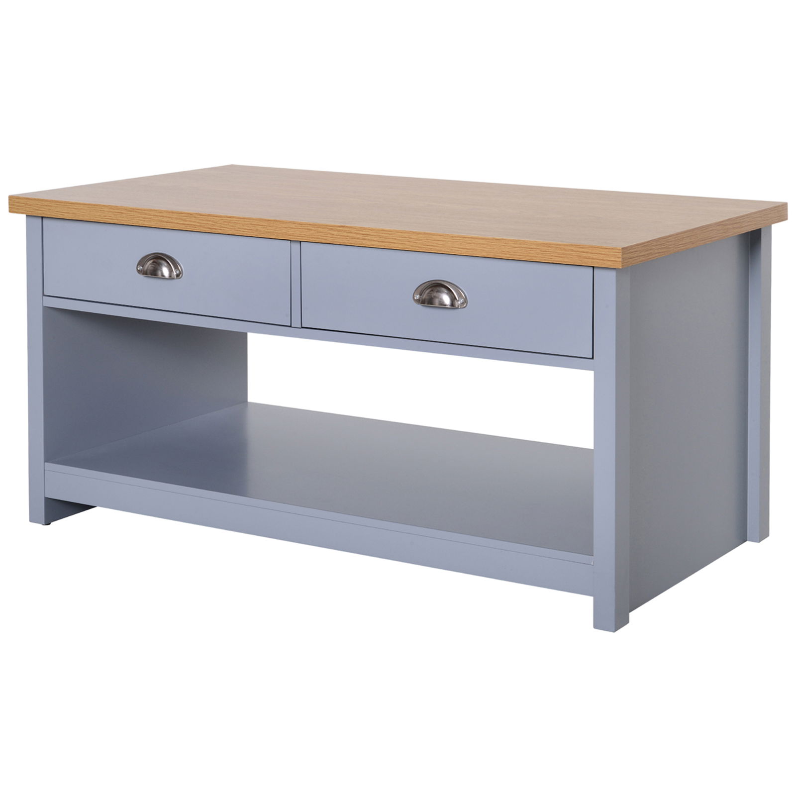 HOMCOM Masuta de cafea cu 2 sertare, din MDF, 99x55x50.5cm, Gri