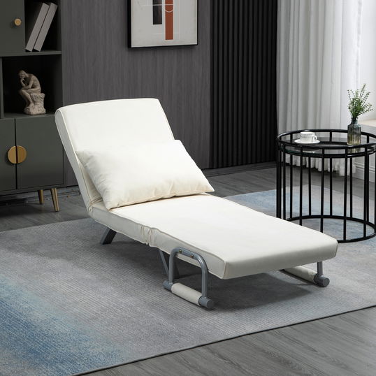 HOMCOM Fotoli Pat Modern 2 in 1 cu spatar reglabil pe 5 nivele, 65x69x82cm
