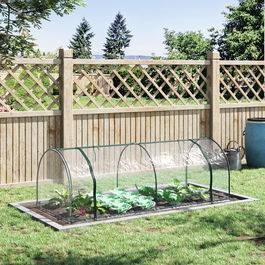 OUTSUNNY Sera de gradina cu cadru din otel si invelis din PVC, pentru gradinari, plante 250x100x80cm, Verde si transparent