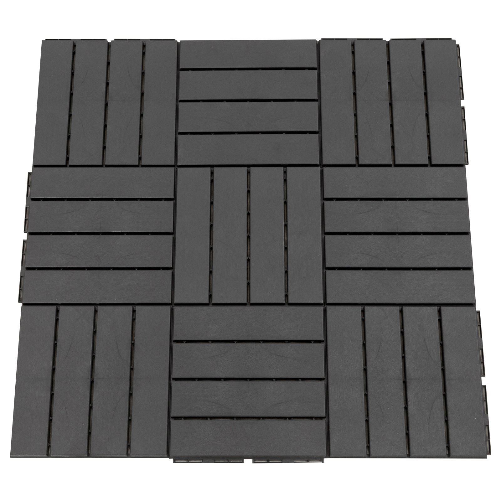 Outsunny Set 9 Caramizi de Cuplat pentru Terasa 30x30x2cm, 0.81 mq, Negru 