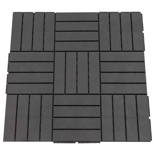 Outsunny Set 9 Caramizi de Cuplat pentru Terasa 30x30x2cm, 0.81 mq, Negru 