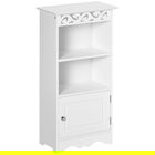 Homcom Dulapior pentru Baie din Lemn, Decor Floral Sculptat, Mobilier pentru baie Alb | AOSOM RO