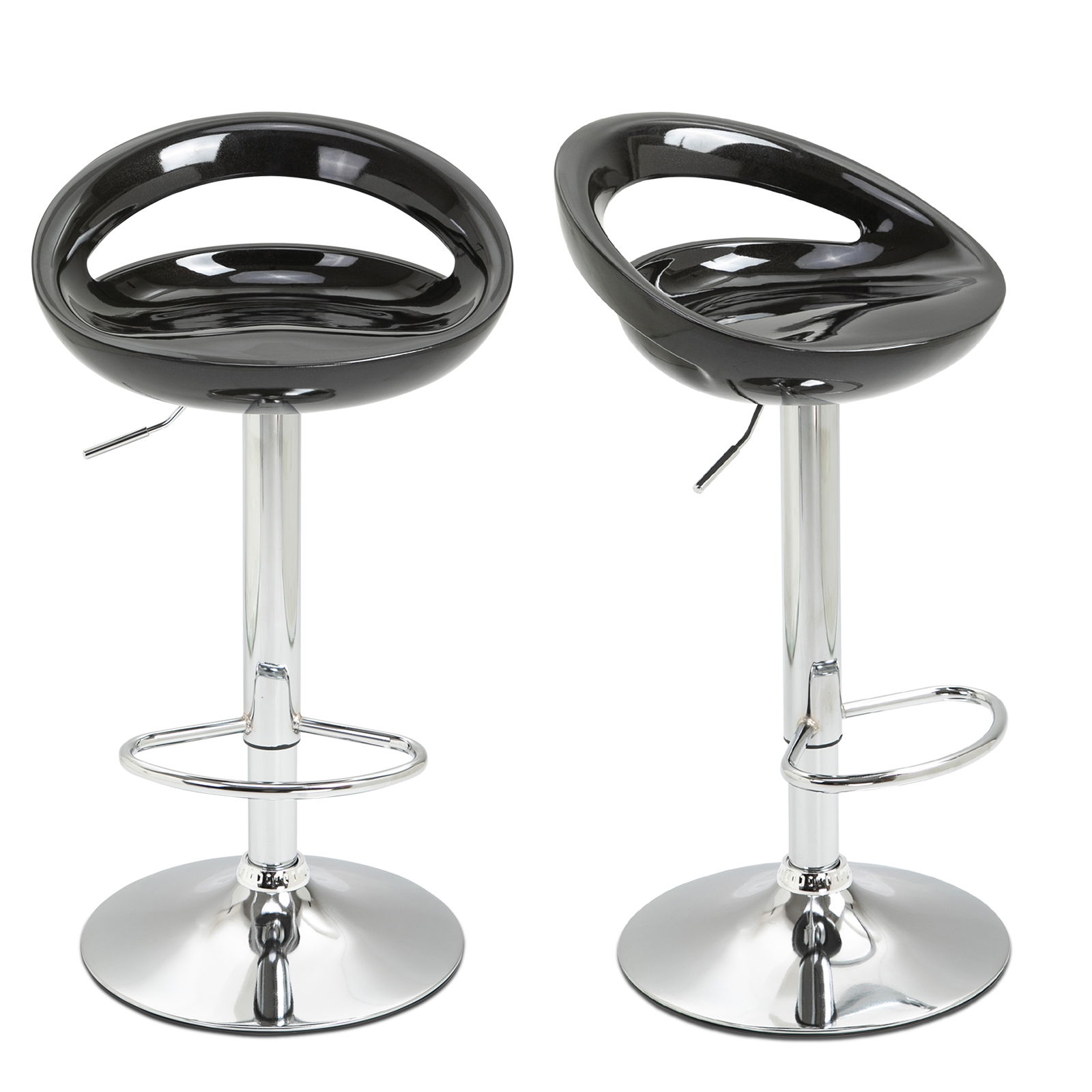 HomCom set 2 scaune de bar, plastic ABS, negru | AOSOM RO