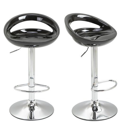 HomCom set 2 scaune de bar, plastic ABS, negru | AOSOM RO