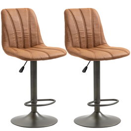 HOMCOM Scaune de bar vintage reglabile, set 2 piese cu suport pentru picioare, 45x54x96-117cm, maro si gri | AOSOM RO