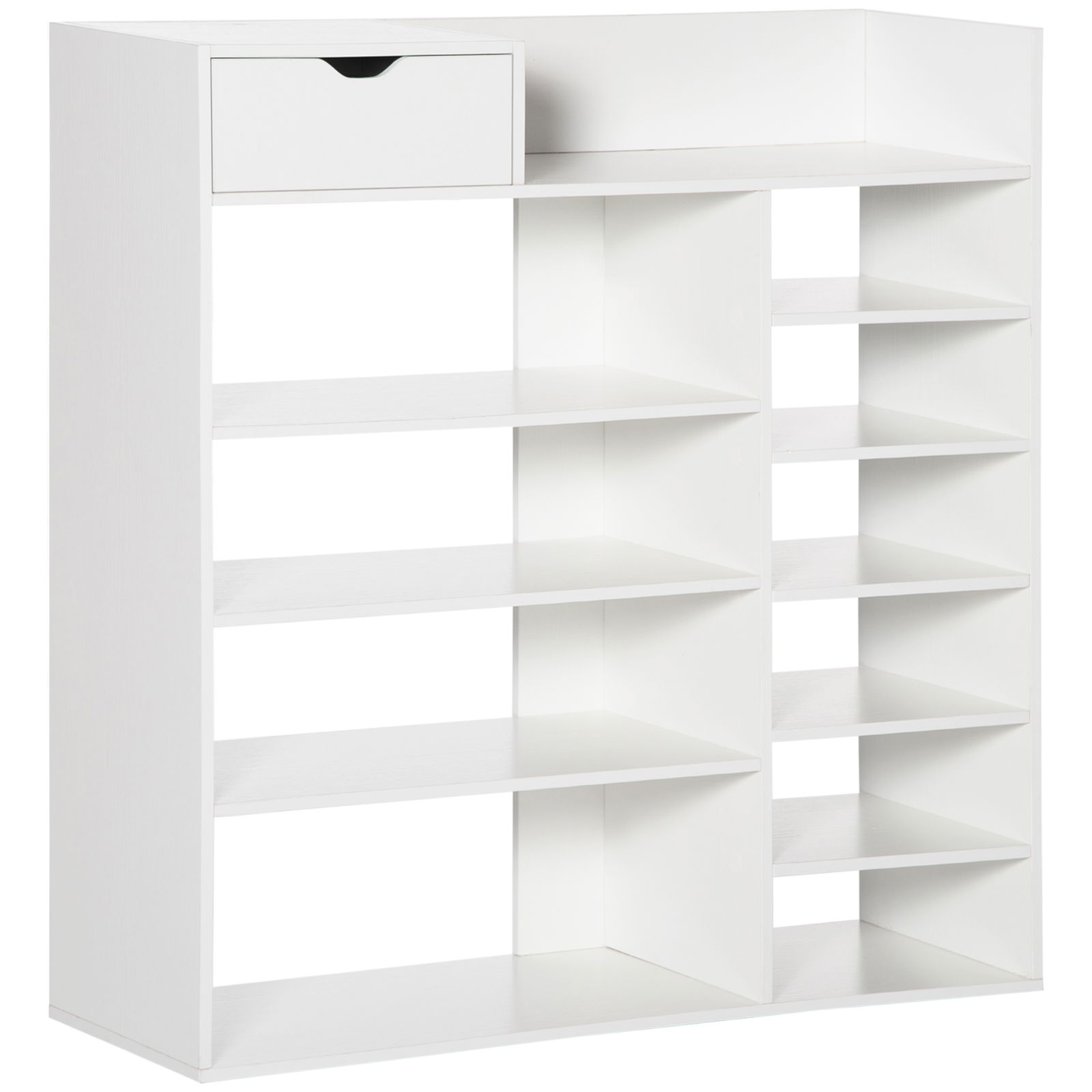 HOMCOM Dulap de pantofi cu rafturi si sertar pentru 12 pantofi, dulap de pantofi din lemn pentru intrare si dormitor, 88x30x93cm, alb