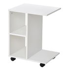HOMCOM Masa Livingroom cu 2 rafturi deschise si 4 roti pivotante, PAL, 45x35x58cm, alb