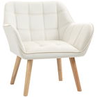 HOMCOM Fotoliu de design scandinav din lemn si catifea de culoare crem, pentru sufragerie sau birou, 68,5x61x72,5cm