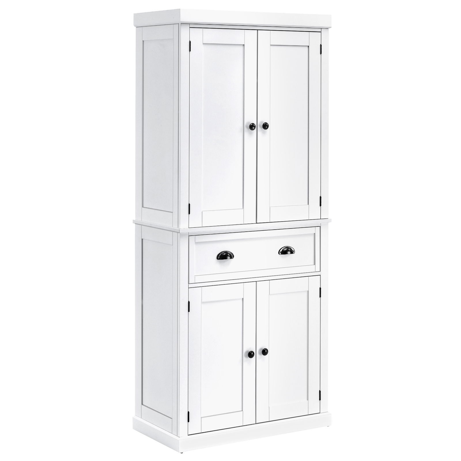 Dulap de bucatarie HOMCOM cu dulap superior si inferior si sertar central din MDF, placi aglomerate si metal, 76x40,5x184cm, alb