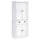 Dulap de bucatarie HOMCOM cu dulap superior si inferior si sertar central din MDF, placi aglomerate si metal, 76x40,5x184cm, alb