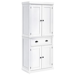 Dulap de bucatarie HOMCOM cu dulap superior si inferior si sertar central din MDF, placi aglomerate si metal, 76x40,5x184cm, alb