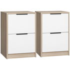 HOMCOM Set 2 noptiere din lemn cu 2 sertare pentru dormitor, 40x40x60cm, lemn si alb